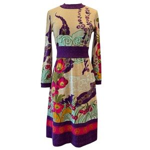 Vintage Goldworm merino wool mid length dress